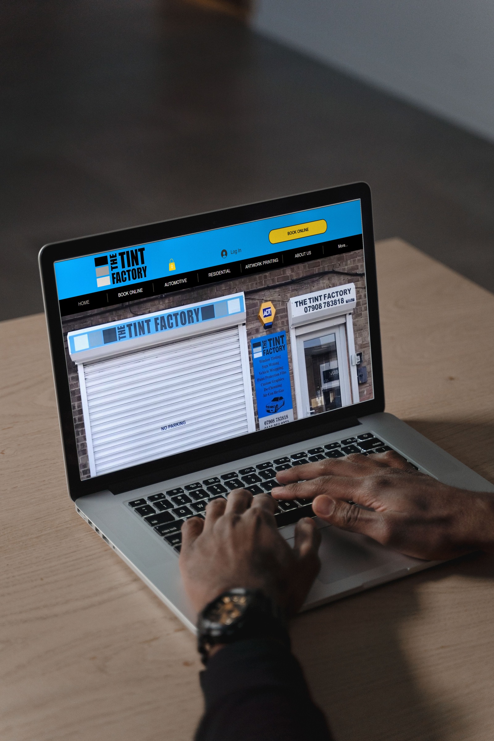 Website on laptop